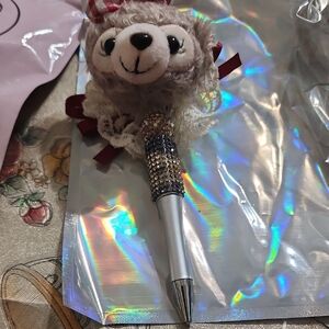 Cute Plush Bear Pen with Rhinestones